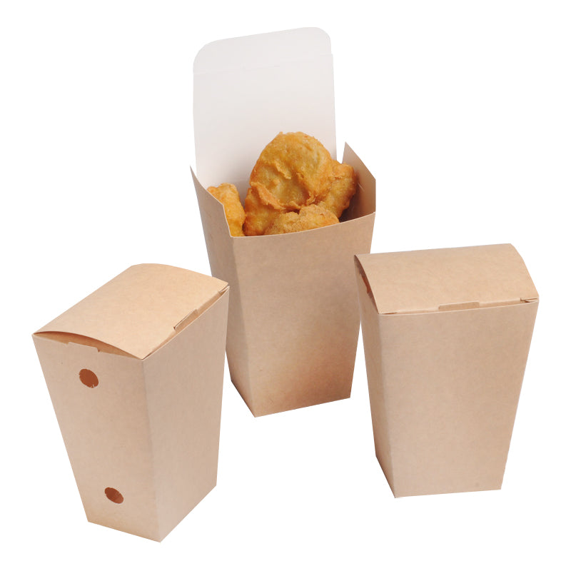 กล่องอาหาร กล่องใส่ไก่ป๊อป กล่องกระดาษคราฟ สีน้ำตาล