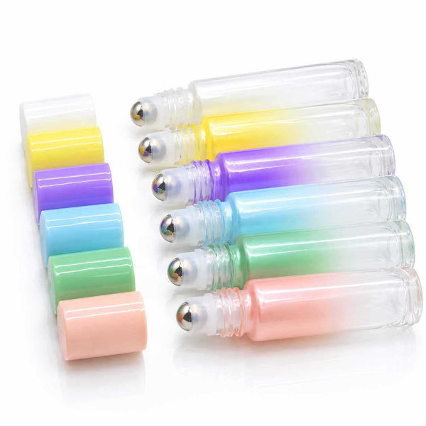 ขวดแก้ว ลูกกลิ้ง ไล่โทนสีมุก ไล่เฉดสี ขนาด 10 ml.