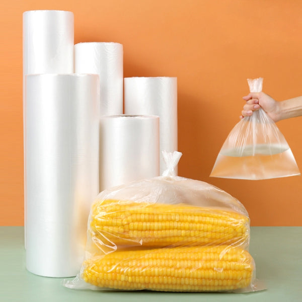 ถุงม้วนปรุ สำหรับใส่อาหาร แบบใช้แล้วทิ้ง  ม้วนพลาสติกต่อเนื่องแบบฉีก เกรดใส่อาหารในซูเปอร์มาร์เก็ต