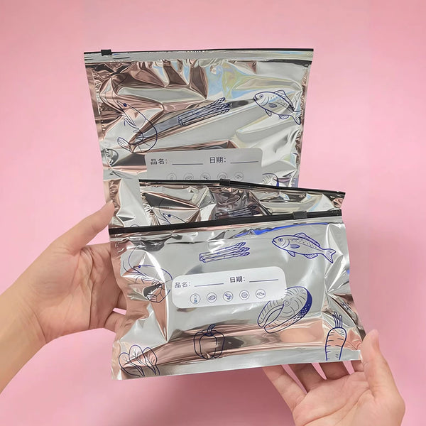 ถุงซิป ก้นแบน อลูมิเนียมฟอยล์ เก็บของสด