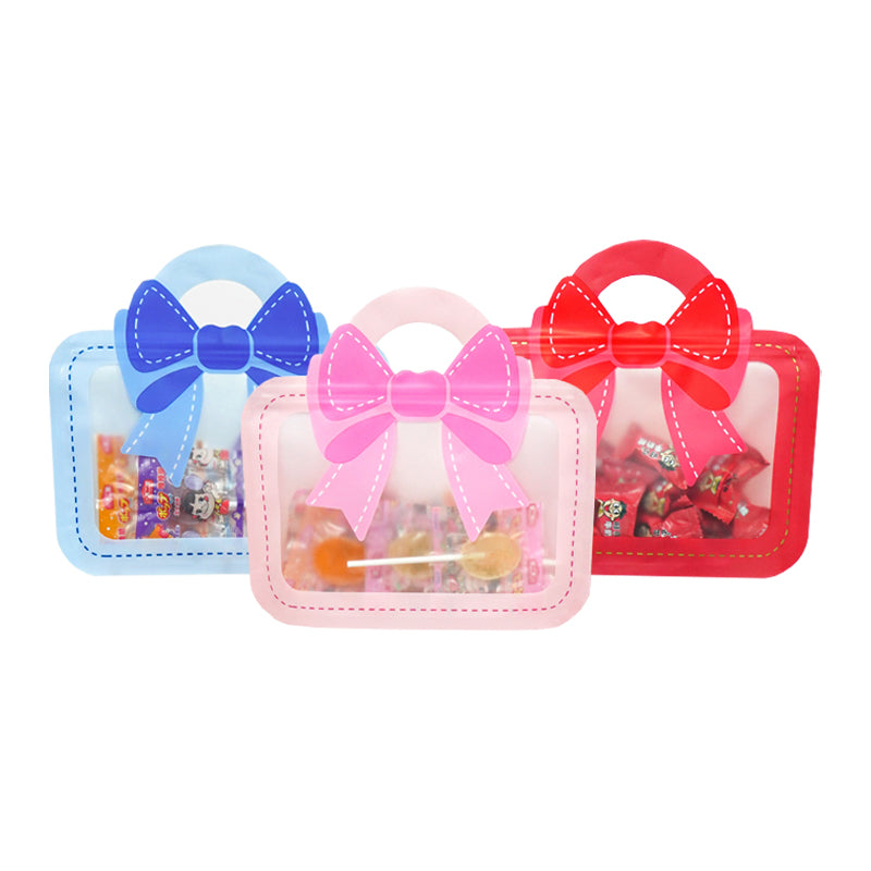 ถุงซิป ใส่ของขวัญ มีหูหิ้ว ลายโบว์ ก้นตั้งได้