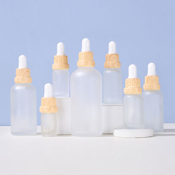 ขวดแก้วขุ่น ดรอปเปอร์ หัวบีบหยด ฝาลายไม้ 5, 10, 15, 20, 30, 50, 100 ml.