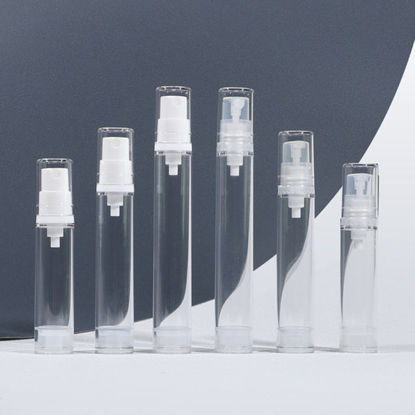 ขวดปั้มสูญญากาศ ขวดสเปรย์สูญญากาศใส หัวปั้ม/หัวสเปรย์ สีขาว/สีใส ขนาด 5, 10, 15 ml.