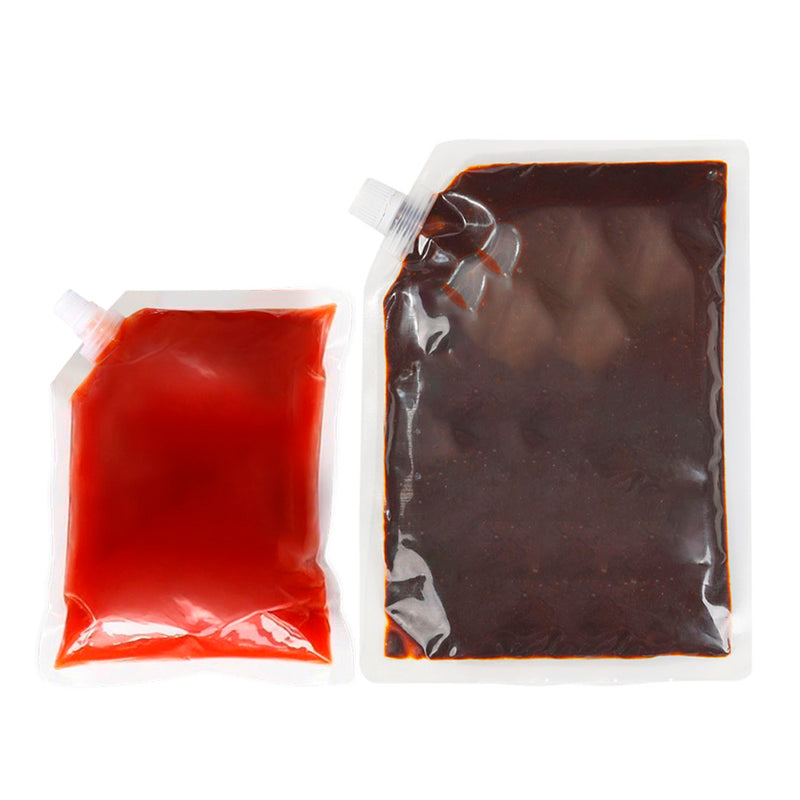 ถุงติดจุก พลาสติกใส PA+PE เปิดก้นถุง สำหรับบรรจุ ซอส น้ำจิ้ม นมข้น เจล