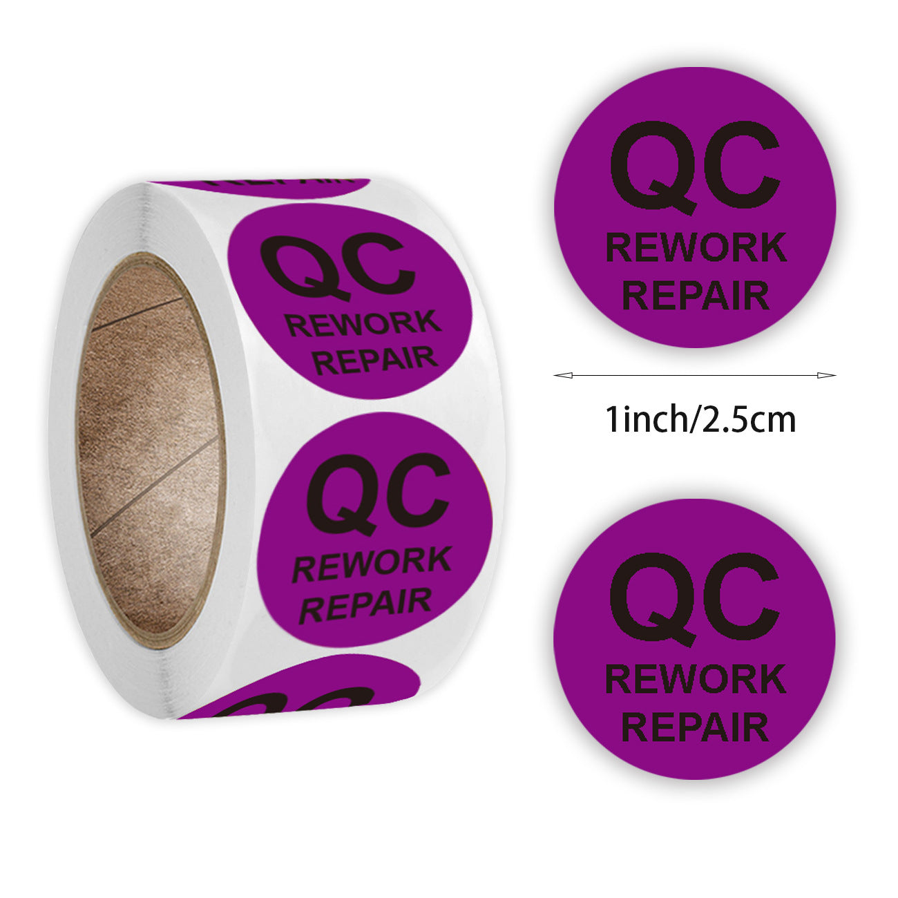 สติ๊กเกอร์ QC หลายแบบ วงกลม 1 นิ้ว / 2.5 cm. แบบม้วน 500 ดวง