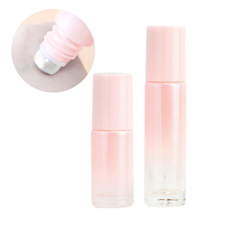 ขวดแก้ว ลูกกลิ้ง ไล่โทนสีชมพู ขนาด 5-10 ml.