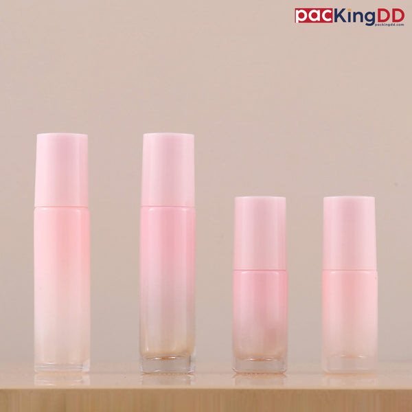 ขวดแก้ว ลูกกลิ้ง ไล่โทนสีชมพู ขนาด 5-10 ml.