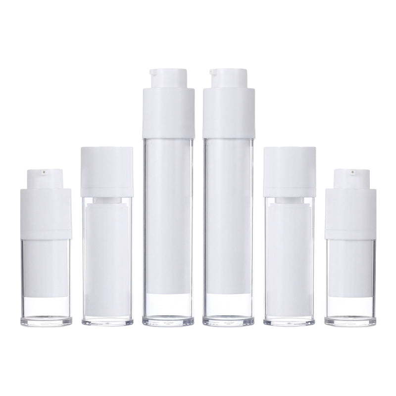 ขวดปั้มสูญญากาศ พลาสติก AS+PP แบบหัวหมุน ขนาด 15-50 ml.