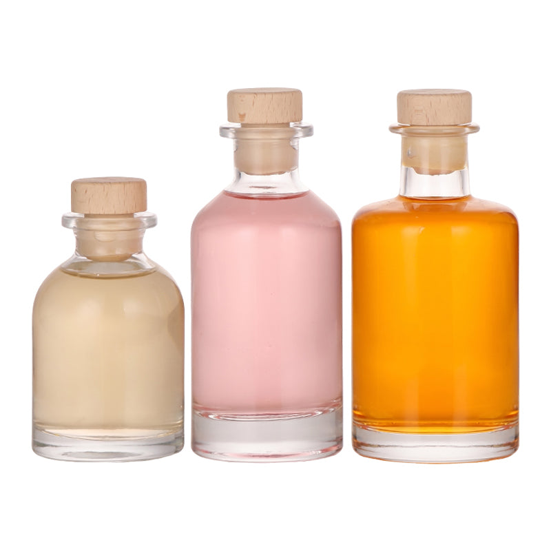 ขวดแก้วใส ทรงกลม ฝาจุกไม้ ขนาด 100-200 ml.