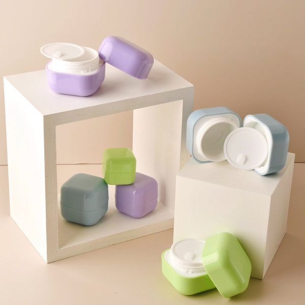 กระปุกครีม พลาสติก PP ทรงสี่เหลี่ยม สีพาสเทล ขนาด 5-100 g.