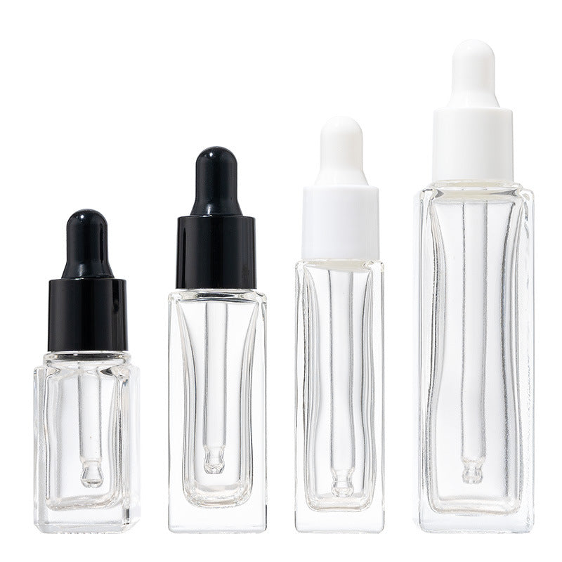 ขวดแก้วสีใส หัวบีบขาว ฝาสีขาว ขวดดรอปเปอร์ ขนาด 8 ml.