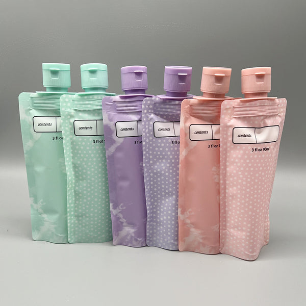 ถุงบรรจุของเหลว ฝาฟลิบ แบบพาพา สีพาสเทล ขนาด 90 ml.