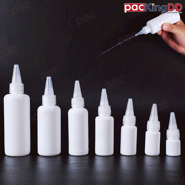 ขวดพลาสติก PE สีขาว หัวหยด ปากปลายแหลม ขนาด 20/30/50/60/100 ml.