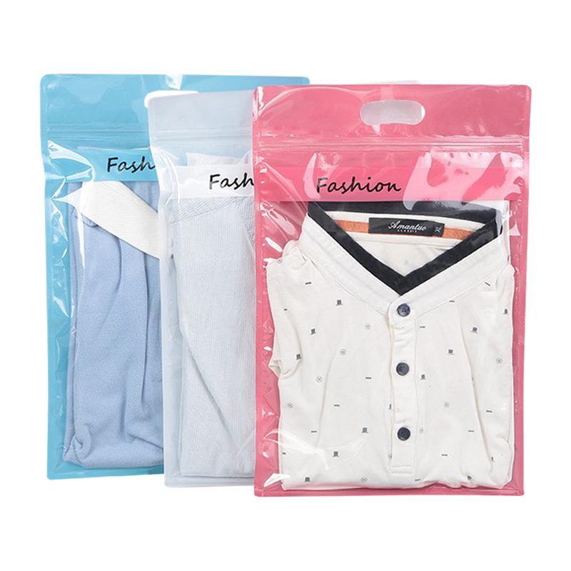 ถุงซิปแบน หน้าใส หลังทึบสีชมพู ฟ้า ขาว มีหูหิ้ว ลาย Fashion - PackingDD Shop