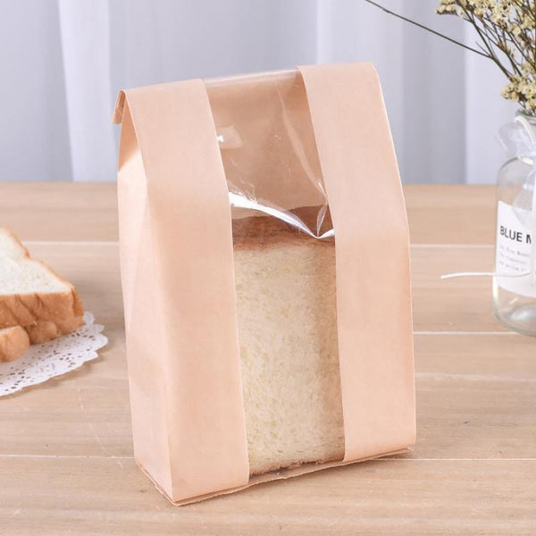 ถุงกระดาษคราฟท์ใส่ขนม มีหน้าต่าง ตั้งได้แบบพับข้าง - PackingDD Shop