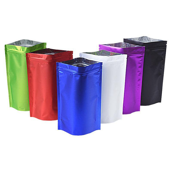 ถุงซิปล็อค ก้นตั้ง อลูมิเนียมฟอยล์ สีเมทัลลิคด้าน 6 สี หนา 180 ไมครอน